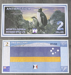 Бона 2 доллара 1999 г Антарктика 7290 сувенирная  (АВ 81)