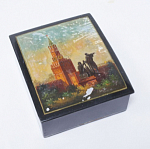Шкатулка Кремль, Минин и Пожарский, 1950 г Федоскино, высота 3,5 см. размер 9х10,5 см  (8)