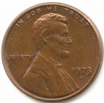 Монета 1 цент 1973г США