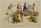 Гравюра Карикатуры Генри Олкена, Лондон, раскраска акварелью, 1824 г, 21х13,5 см