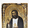 Икона Серафим Саровский, живопись, чеканка золотом по левкасу, освещена, к19-н20в. 13,5х10,8