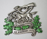 Знак Охота, Лесная деревня 1979 г  ружьё, собака, размер 8,5х9 см  (10)