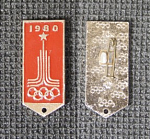 Значок Олимпиада-80, эмблема, красный (187)