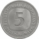 Монета 5 марок 1991 года F ФРГ