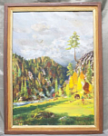 Картина Утро на Урале, Новакович, 1992 г, картон, масло, размер 39х54 см  (35)